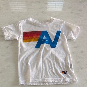 Aviator Nation White Tee with Rainbow Graphic